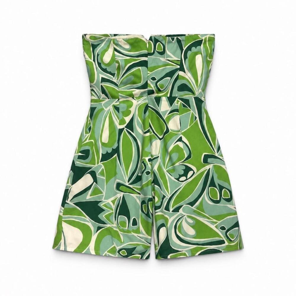 Akaka Green Abstract Strapless Bow Romper Size S - Picture 5 of 6